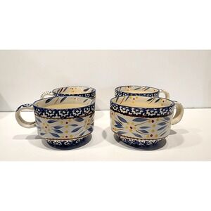 Temp-tations Old World Blue  Coffee/Tea Cups 9 ounces set of 4